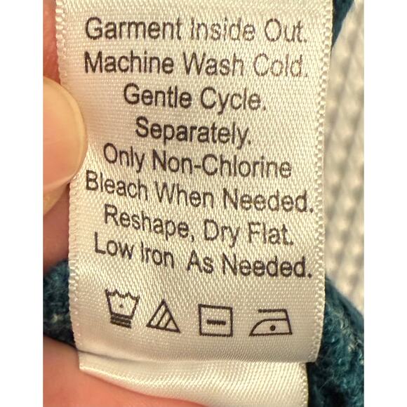 Coldwater Creek Coastal Nautical Linen Blend Open Knit Dolman Button Cardigan XL - Picture 7 of 7